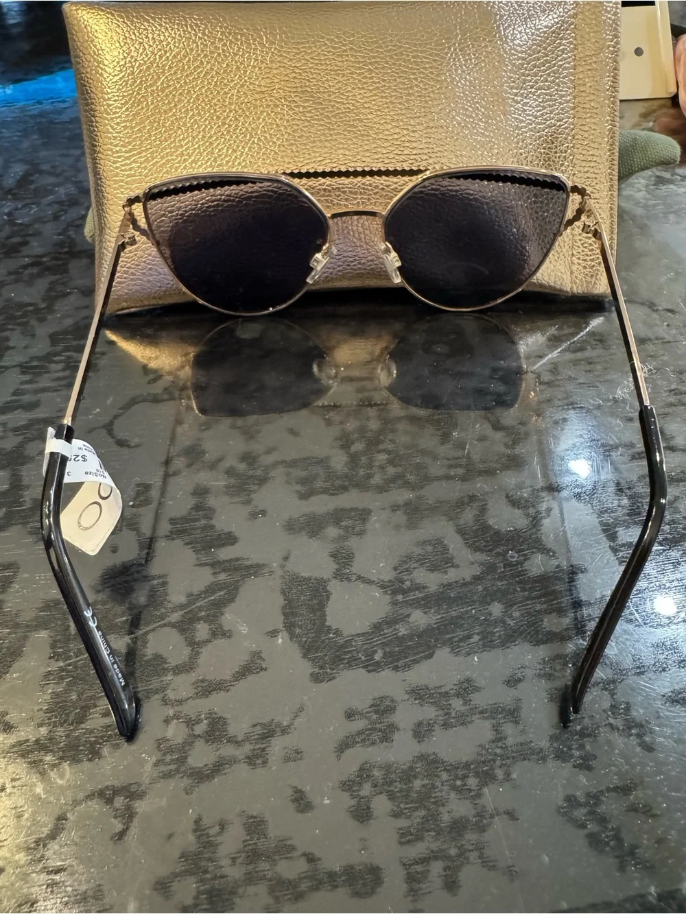 Aldo Gold Frame Sunglasses with Black Lenses